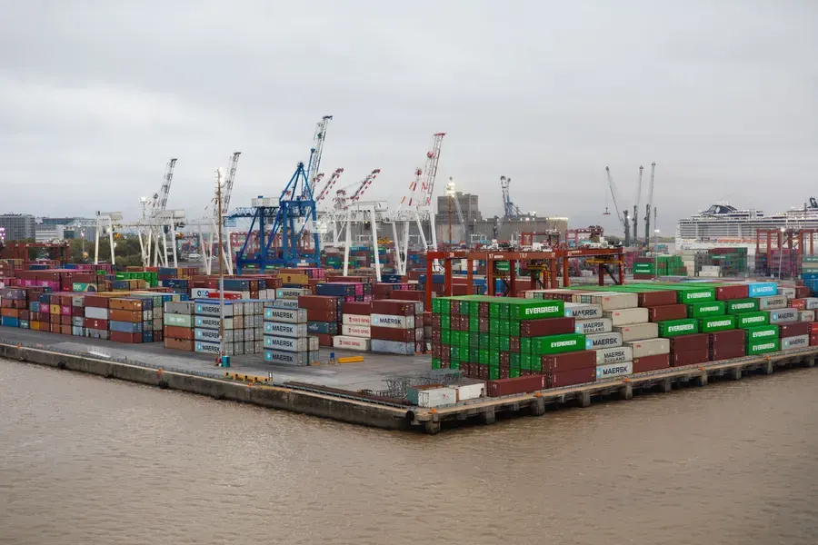 Container terminal seen from the water
