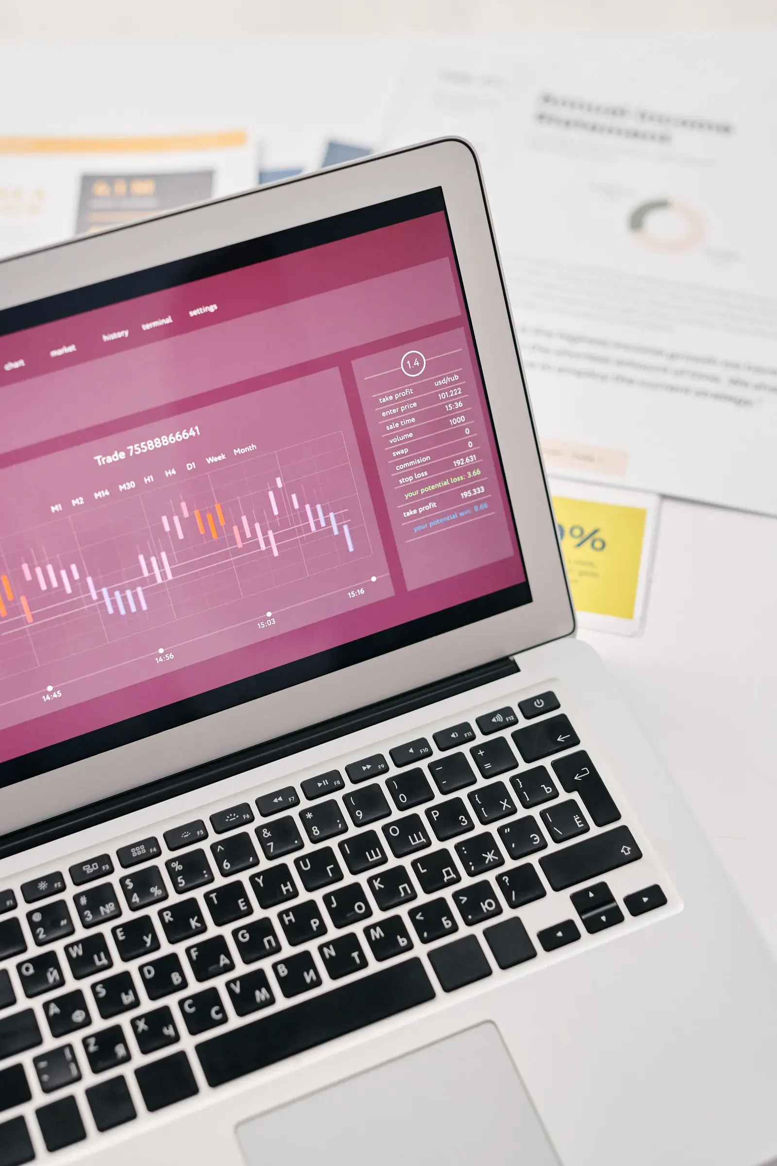 Laptop showing a price chart